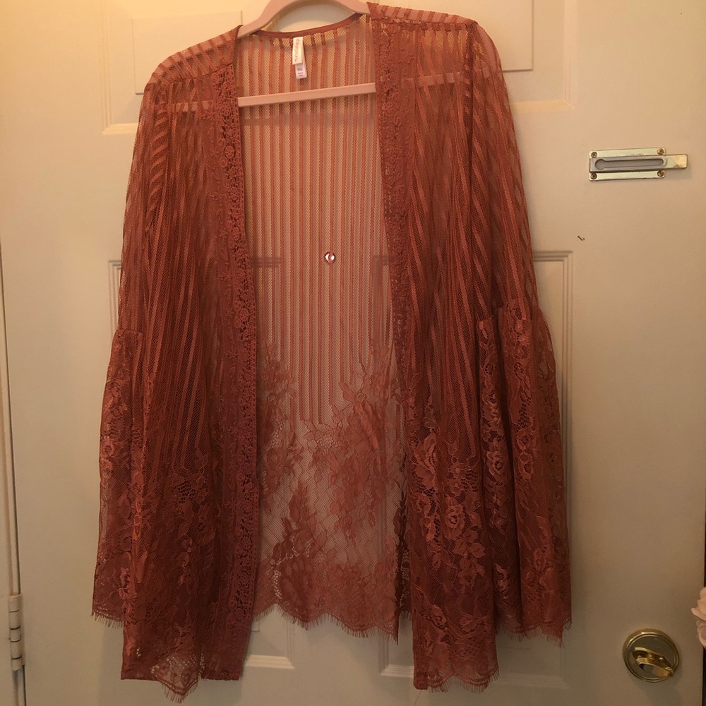 Xhilaration Rusty Red/Copper Lace Cover Up XXL